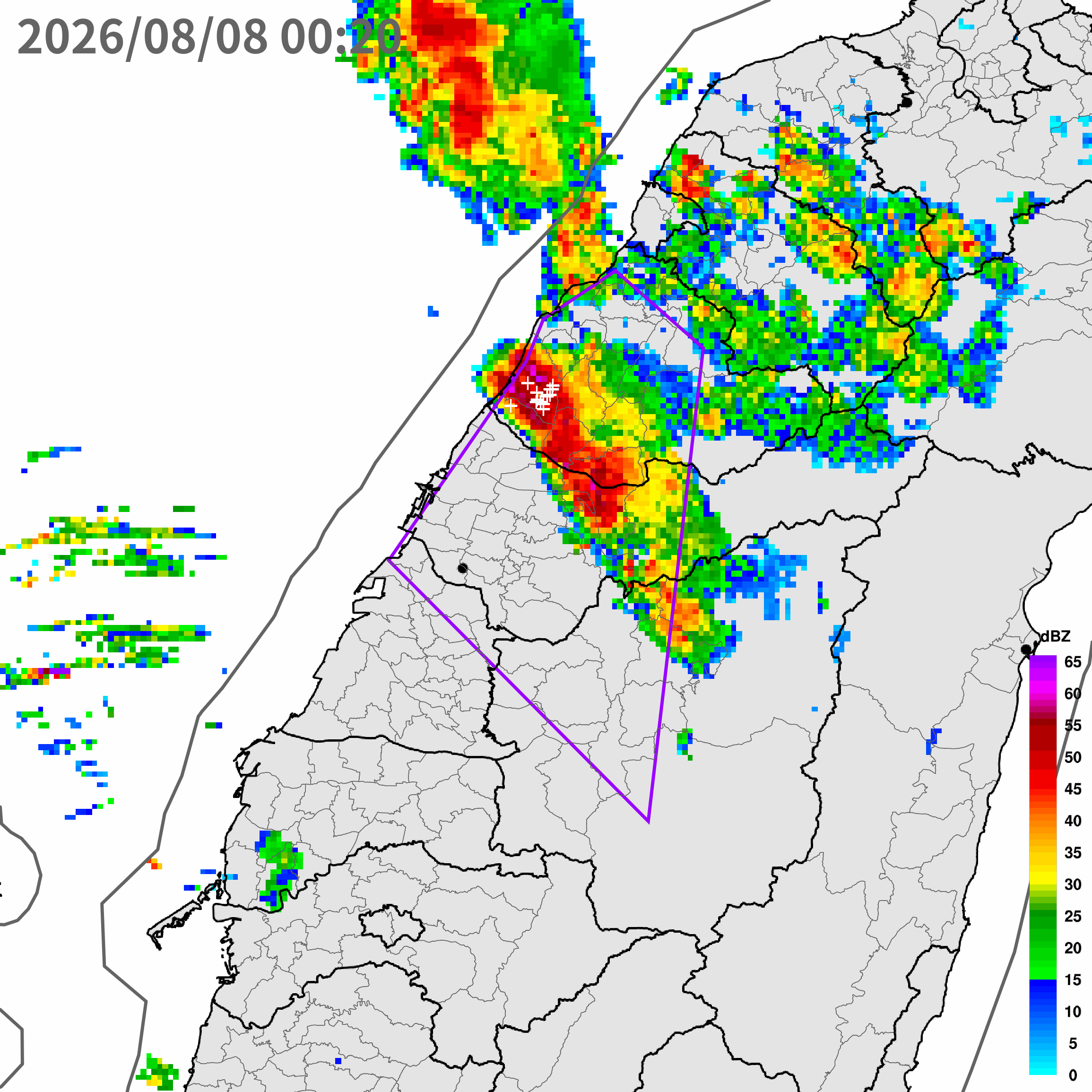 ▲▼大雷雨炸4縣市　警戒範圍曝。（圖／中央氣象署）