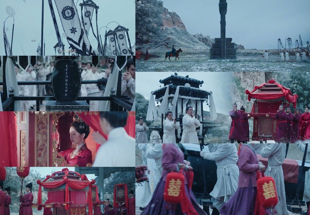 ▲女主角結婚同天直接出殯！陸劇《花開錦繡》第1集爆離奇場面。（圖／翻攝自微博）
