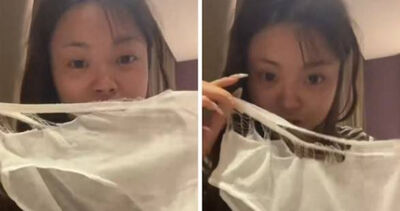 一次性內褲突「褲頭分離」滑落裙底!妹子尬爆:同事全看光