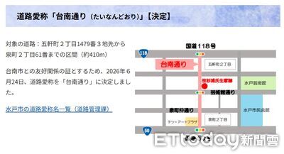 從「水戶街」到「台南路」 台日兩市用道路命名見證深厚情誼