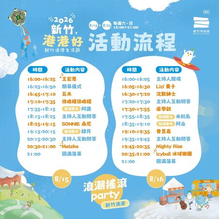 ▲「2026新竹，港港好」浪潮搖滾Party本週末8月15日至16日登場。（圖／新竹市政府提供）