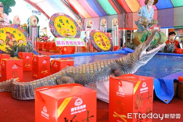 ▲▼嘉義城隍廟五大創意供品吸睛　兩千萬錢磚打造「金馬奔騰躍諸羅」。（圖／記者翁伊森翻攝）