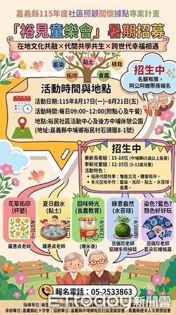 ▲▼   開啟「裕見童樂會」代間共學營下週登場！嘉義縣中埔裕民社區倒數搶報    。（圖／記者翁伊森翻攝）