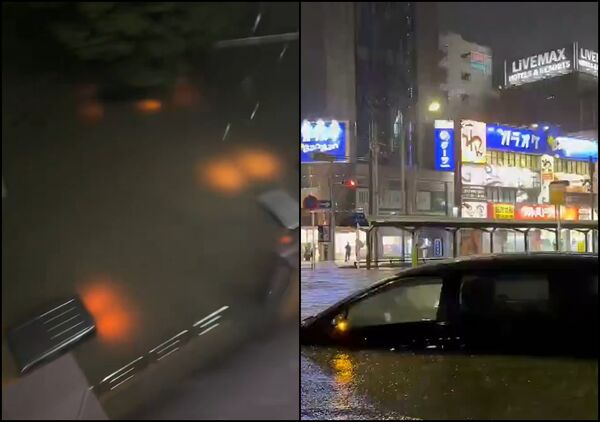 千葉暴雨2人失去呼吸心跳　車輛滅頂「在水下發光」人孔蓋逆噴水柱