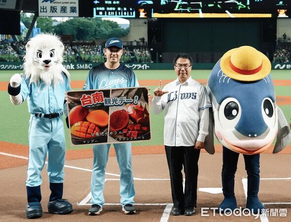 ▲台南球星林安可14日驚喜現身「台南觀光日」，親自向日本球迷介紹家鄉觀光魅力。（記者林東良翻攝，下同）