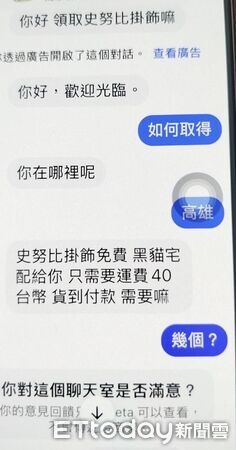 ▲▼林姓婦人落入免費領取史努比吊飾的廣告，半個月內遭騙300萬，詐團食髓知味要她再匯200萬時，所幸被及時攔阻。（圖／記者吳世龍翻攝）