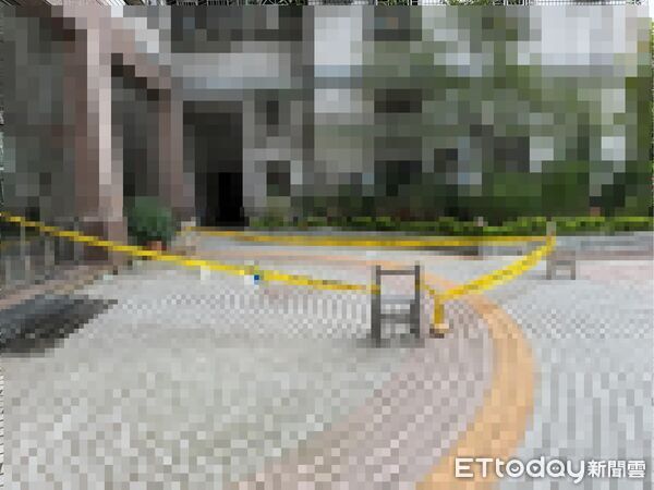 ▲▼陳女倒臥於社區中庭，警衛發現報警送醫仍宣告不治。（圖／記者陸運陞翻攝）
