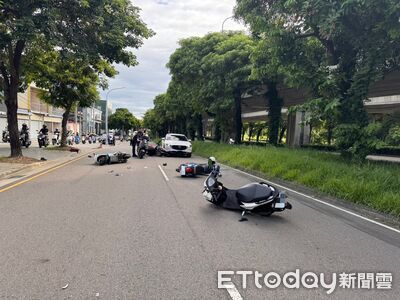 台中6機車一早連環撞一團　環中路被中斷...上班民眾受阻