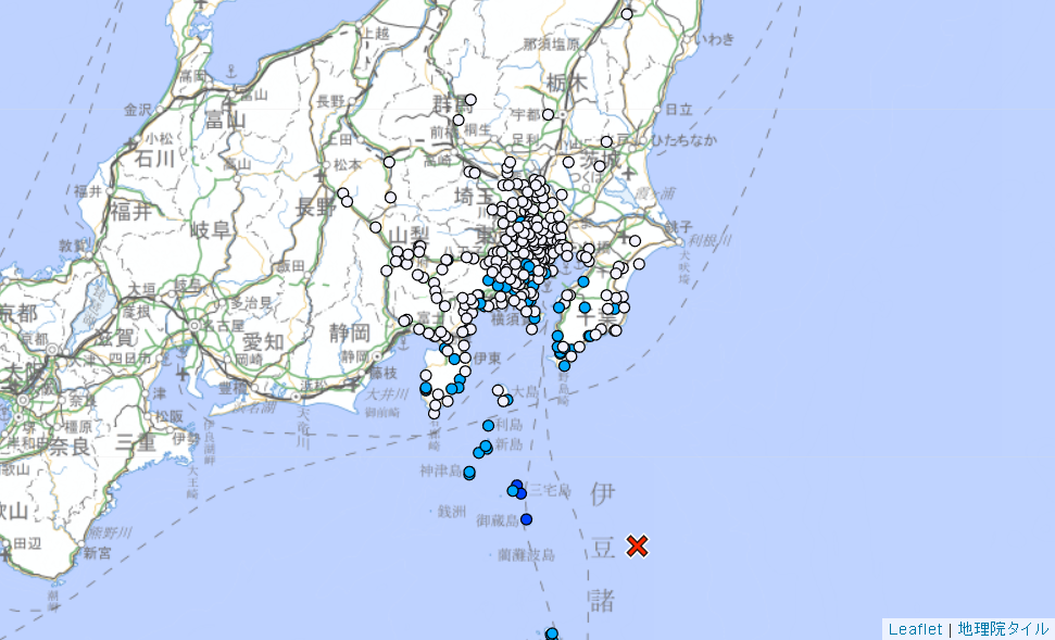 ▲日本21日晚間發生規模5.5地震。（圖／翻攝自日本氣象廳）