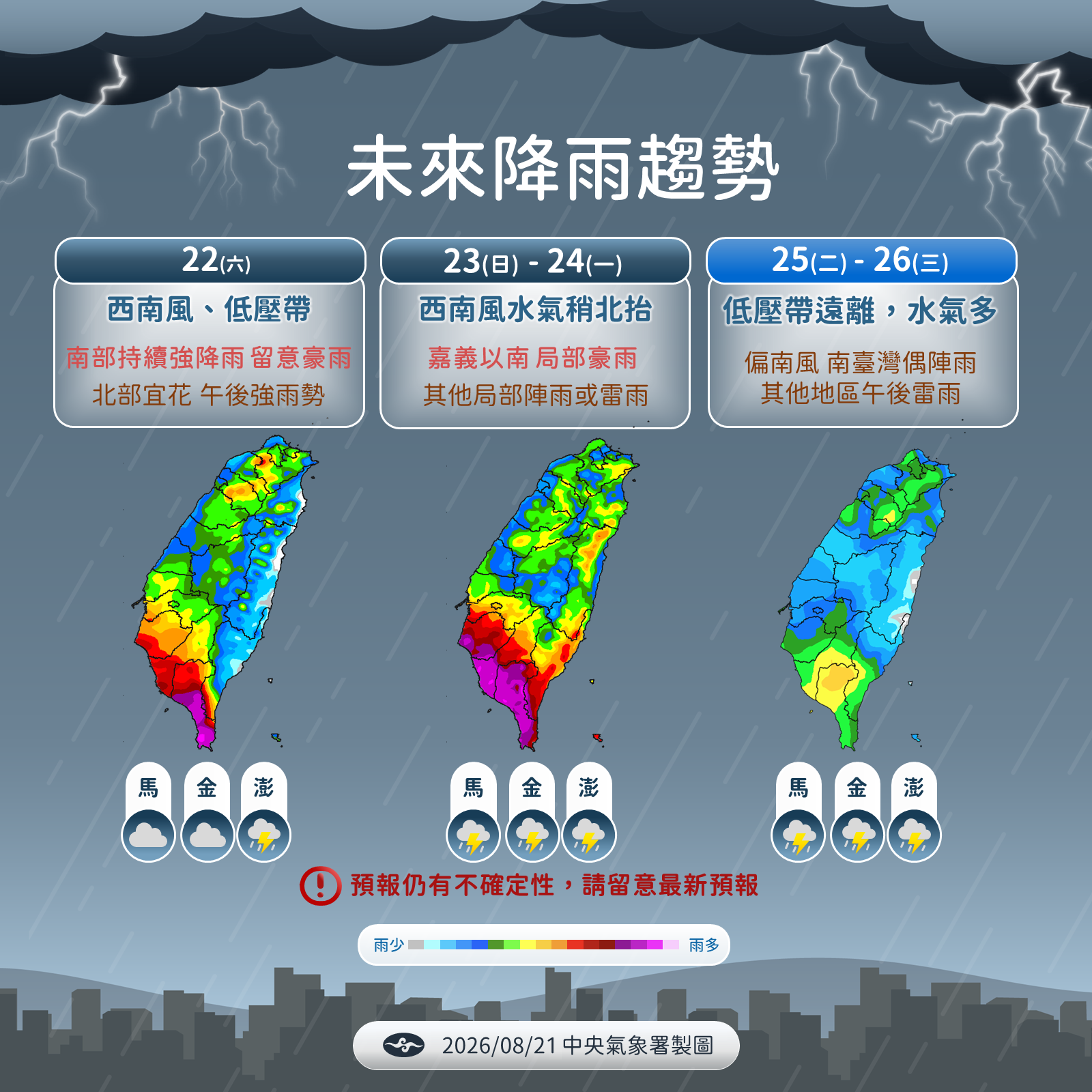 ▲▼降雨趨勢。（圖／氣象署提供）
