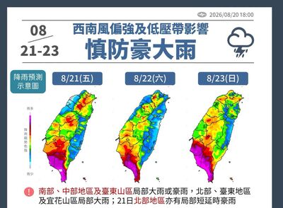 3大模式一致！　粉專示警：南部「紫紅一大片」3天雨彈炸