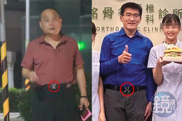 2026/08/17趙建銘友人要求記者「別再一直拍了」，陳幸妤認出此人是趙的昔日獄友，巧合的是，本刊直擊對方與趙建銘繫同款LV皮帶（黃圈處），且深夜訪趙，可見雙方交情深厚。