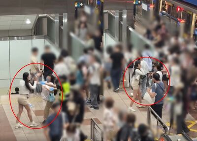 北捷車廂2女互扁！她玩手機觸頸遭搧巴掌「嘴角流血」　衝突畫面曝