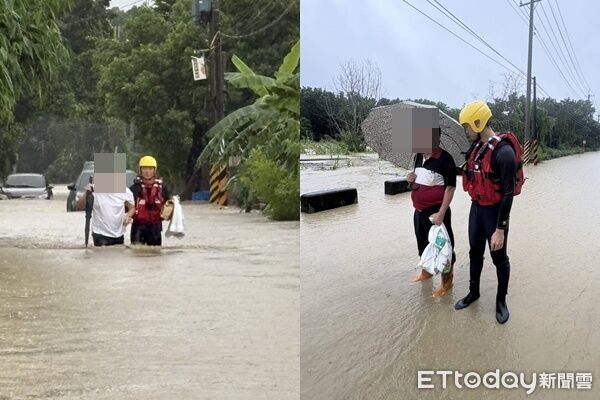 ▲▼            台南市關廟區嚴重淹水，4名駕駛一度受困。（圖／記者林東良翻攝，下同）