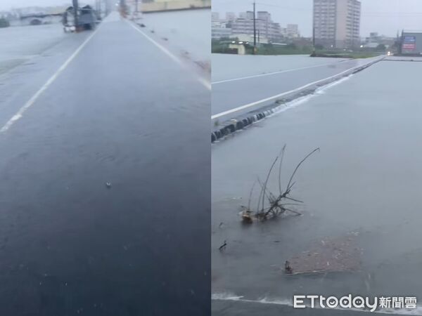 快訊／暴雨炸出汪洋！高雄大寮水溝倒灌湧入路面畫面曝