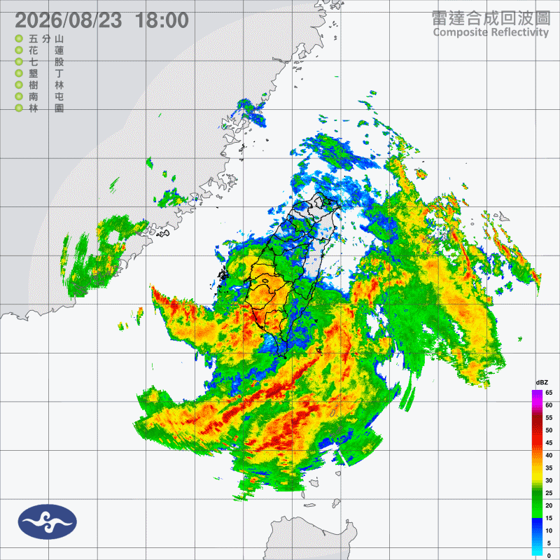 ▲熱低壓生成挾帶強大水氣,南部雨彈夜襲高雄累積雨量逼近500毫米。(圖/氣象署)