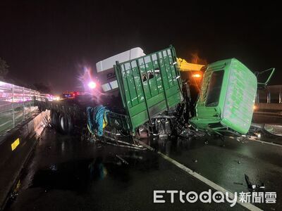 國1潭子段2大貨車追撞 1人送醫恢復心跳仍陷昏迷