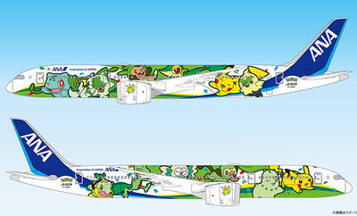 《寶可夢》30周年！ANA「綠色彩繪機」首飛　皮卡丘草系夥伴登機