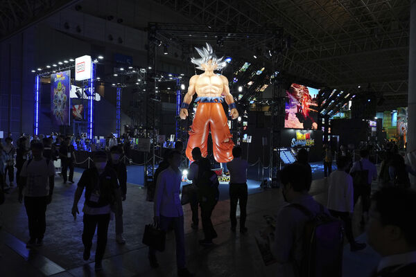 ▲▼2024年9月26日，於日本千葉幕張展覽館舉辦的「2024東京電玩展」中，萬代南夢宮娛樂（Bandai Namco）攤位展出了《七龍珠》主角悟空的巨型模型。（圖／達志影像／美聯社）