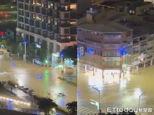 高雄暴雨狂襲！美術館一帶淹一片 月子中心地下室「淹半車高」
