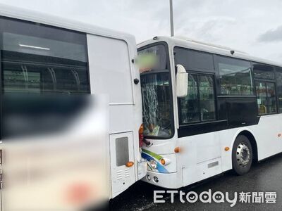 南港公車進站追撞前車畫面曝光 64歲乘客嘴唇受傷送醫