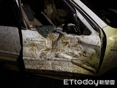 快訊／新竹尖石鄉驚傳「落石砸車」　車門、引擎蓋嚴重凹陷
