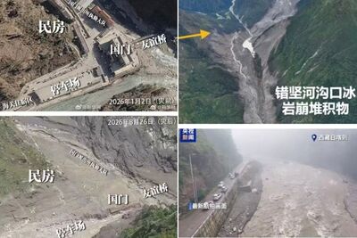 土石流「前後對比圖」曝光! 西藏吉隆口岸滅頂一片灰白