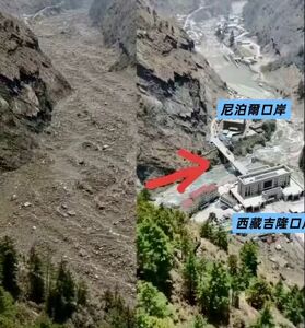所有建築物滅頂! 「6層樓高土石巨浪」吞沒西藏吉隆口岸大樓