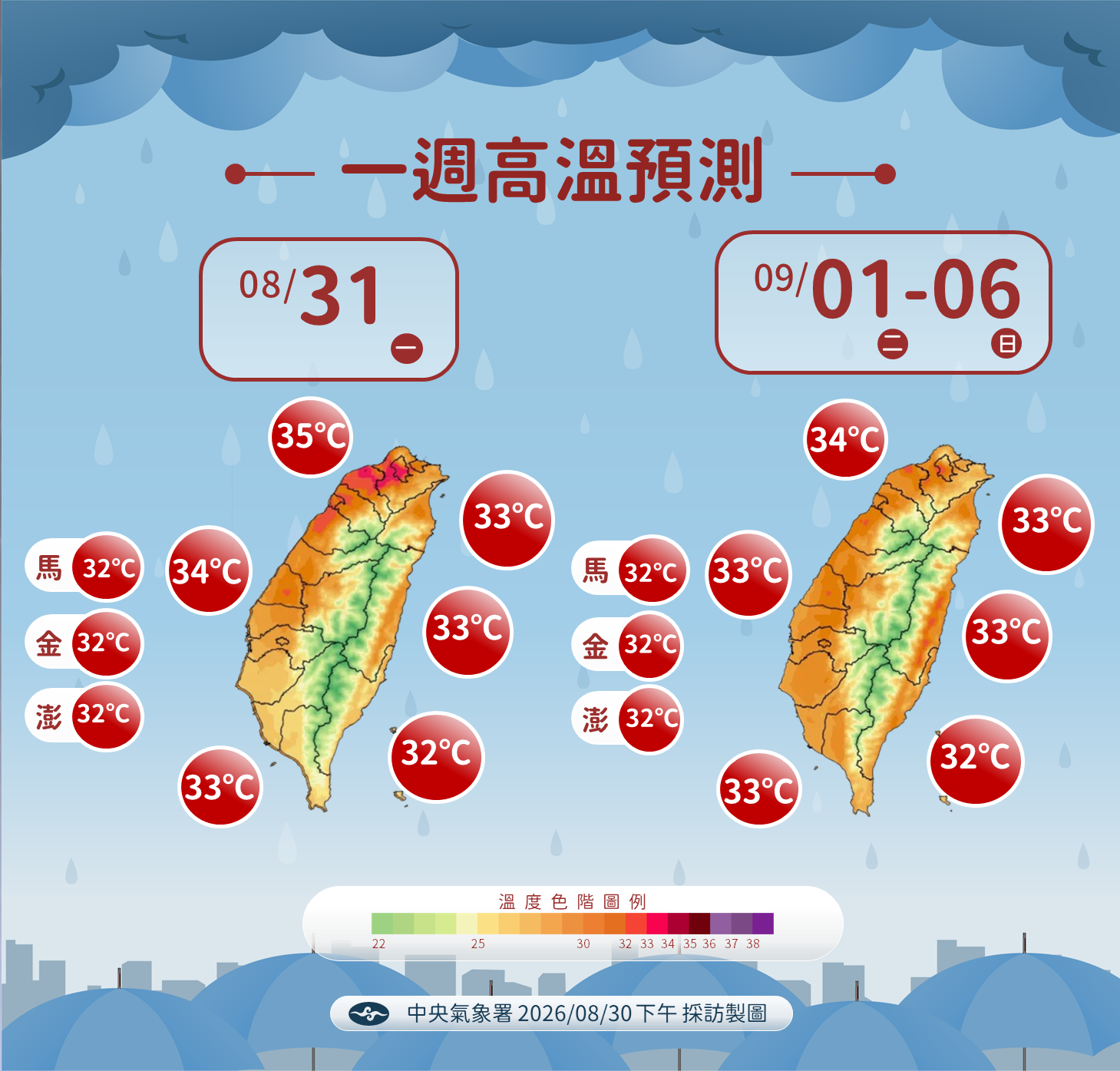 ▲▼未來一周天氣。（圖／氣象署提供）