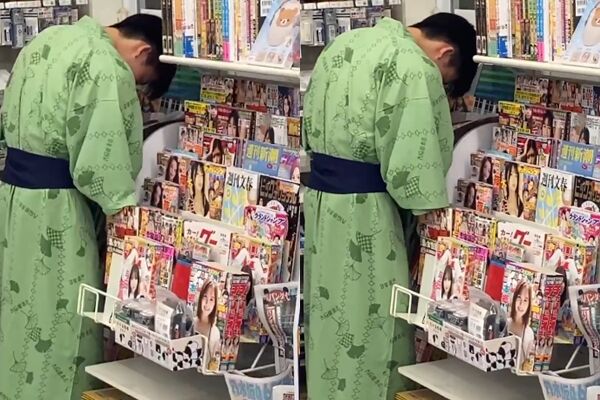 日超商「外籍浴衣男」翻成人雜誌打手槍！　網崩潰：不是台灣人吧