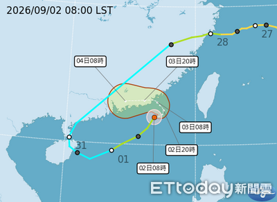 沙德爾登陸前將迴轉　今明全台降雨增