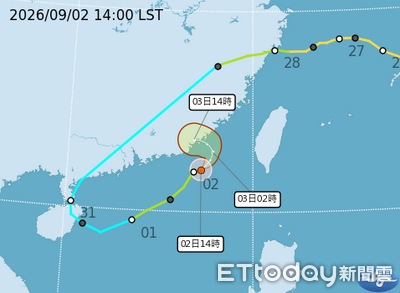 沙德爾最快今晚減弱為熱帶低壓　明天北台灣防豪雨