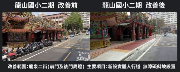 ▲▼▲▼龍山國小通學廊道改善改善成果。（圖／張碩芳提供）