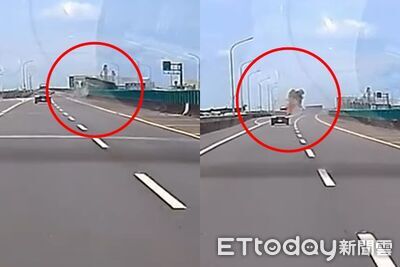 恐怖瞬間曝！台78線高斗車爆胎　「連炸2聲」目擊半拖車變火球