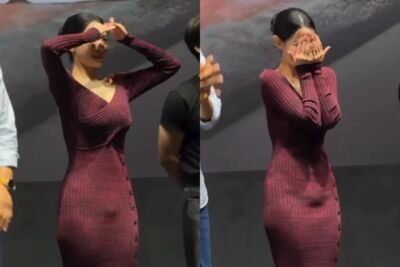女星貼身洋裝「下腹凸一塊」！她頻遮掩畫面瘋傳　韓網：造型師是黑粉嗎