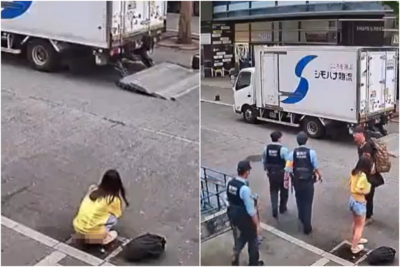 歌舞伎町露天解放!黃衣女路邊「脫褲蹲水溝蓋」 3警路過竟無視
