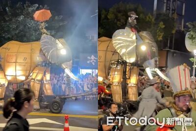 機械大象現身士林街頭!民眾圍觀搶拍 現場人潮爆滿畫面曝