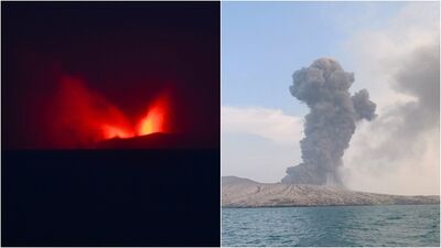 火山灰衝1.5萬公尺！印尼「阿納克喀拉喀托火山噴發」機場急關閉