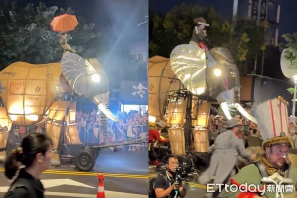 ▲▼《大象來了……》表演活動吸引許多民眾到場圍觀。（圖／Threads網友授權提供，請勿隨意翻拍以免侵權）