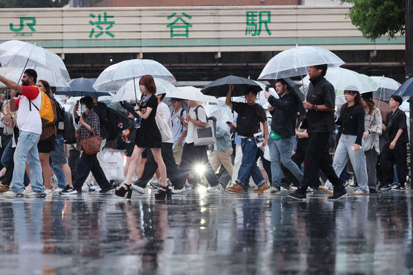▲▼東京大雨。（圖／達志影像／美聯社）