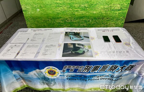▲南市刑大偵破台中一家汽車租賃業者涉嫌暗助詐團，拘提38歲彭姓老闆、40歲蔡姓妻子及23歲林姓員工3人到案。（記者林東良翻攝，下同）