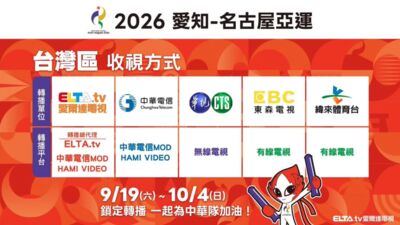 亞運轉播看這裡!愛爾達連5屆出擊 攜手5大媒體力挺中華健兒