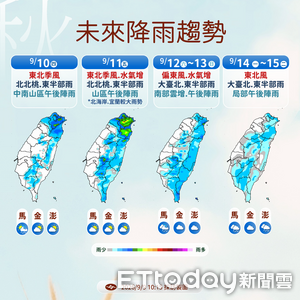北部晚間降雨機率增　明後天半個台灣濕答答