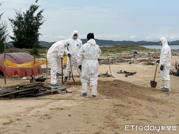 ▲▼ 金門金寧鄉烏沙角岸際發現海漂死亡豬隻驗出非洲豬瘟。（圖／金門岸巡隊提供）