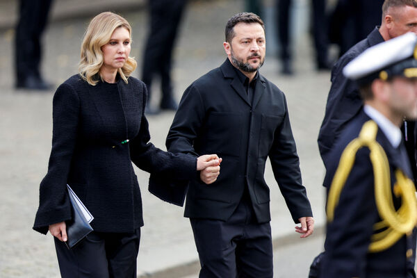▲▼烏克蘭總統澤倫斯基（Volodymyr Zelenskyy）與第一夫人歐倫娜（Olena Zelenska）。（圖／路透）
