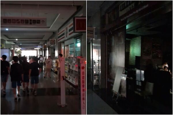 ▲▼南港車站CITYLINK「大停電」民眾摸黑逛街、吃飯。（圖／翻攝自Threads／lj_lai_lai_lai）