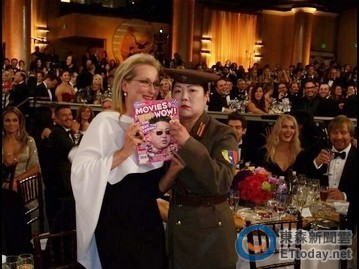 金球獎／好萊塢大反擊！梅莉史翠普貼冒牌北韓軍笑合照