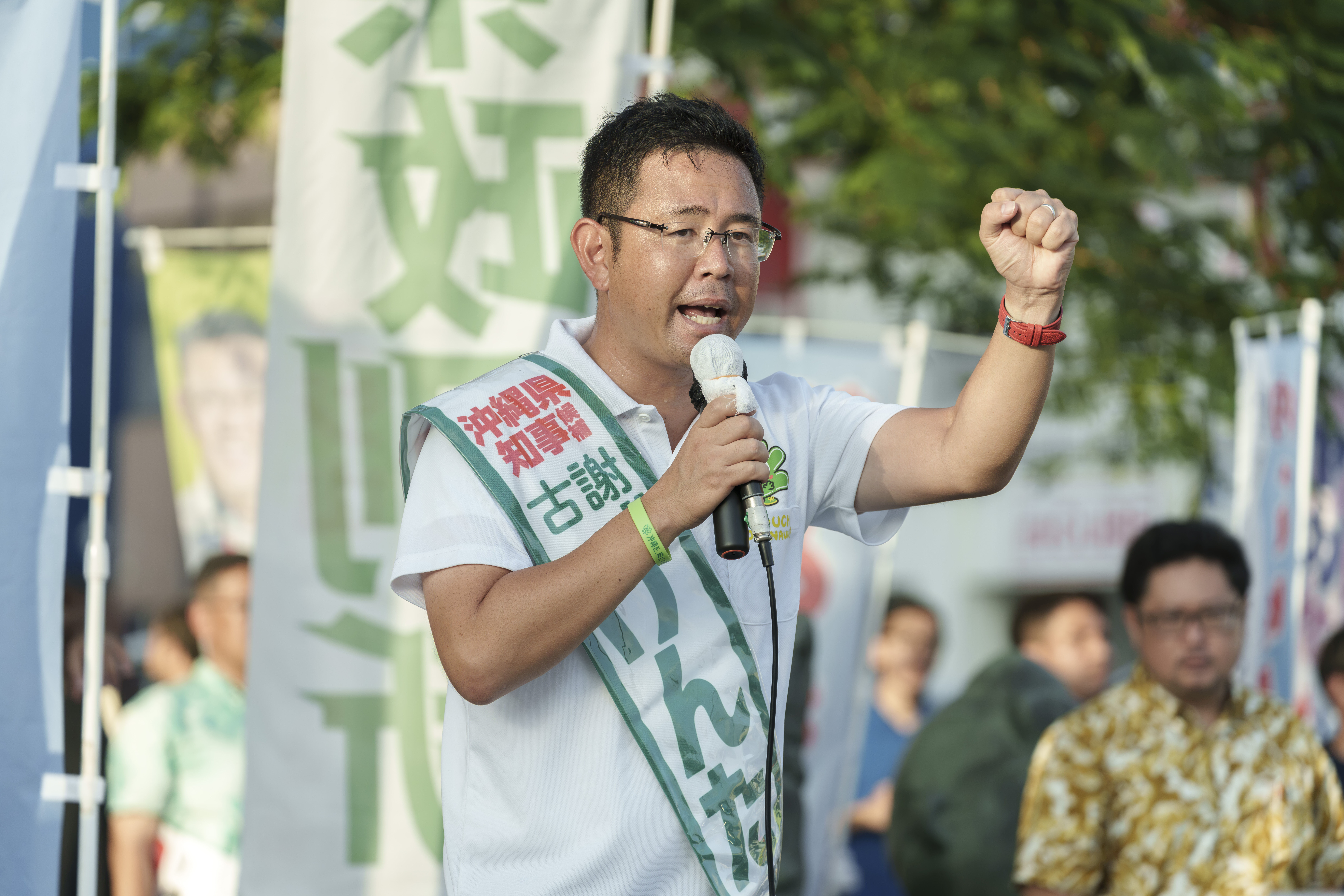 ▲▼由自民黨推薦力挺的前那霸市長古謝玄太，確定即將當選沖繩縣知事。（圖／達志影像）