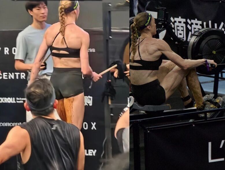 ▲澳洲女將喬安娜在HYROX賽事失禁仍堅持完賽奪冠，網傳她賽前曾造訪北京老胡同，並聽從粉絲建議挑戰品嚐傳統發酵小吃「北京豆汁」。（圖／翻攝自微博）