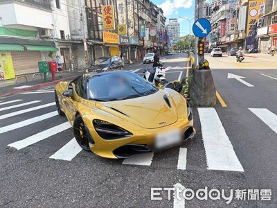 北市1600萬麥拉倫突大迴轉!擊落送餐騎士 騎士擦傷